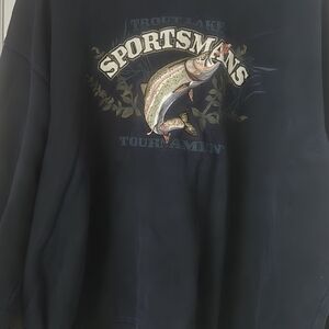 Blue Long Sleeve Sweatshirt Embroired